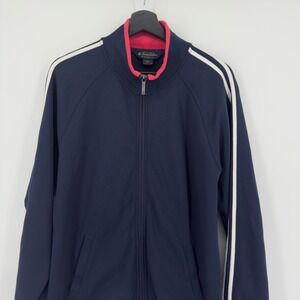 Brooks Brothers Performance Knit Cotton Track Jacket Men's Medium Navy Stripe